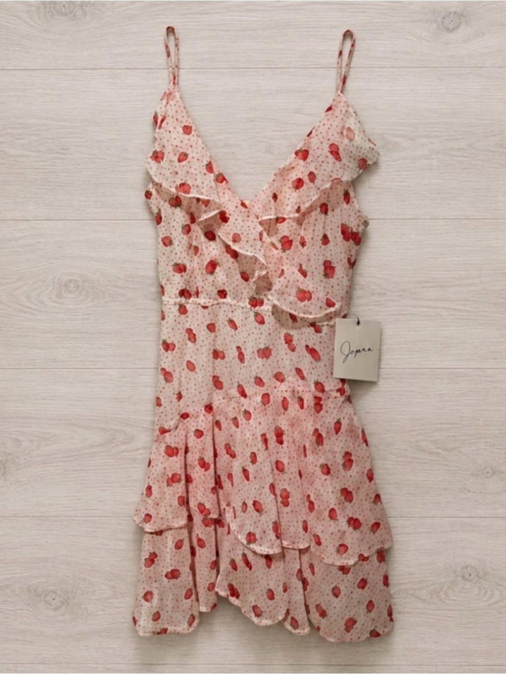 Pink Strawberry-Print Ruffle Mini Dress